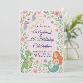 Mythical Unicorn Birthday invitation