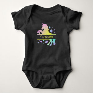 Mythical Unicorn Pastel Colours Personalize Gift Baby Bodysuit