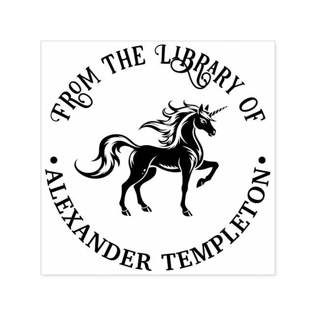 Mythical Unicorn Silhouette #2 Library Book Name Self-inking Stamp (Design)