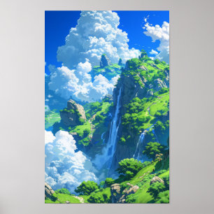 Mythical World Huge Island Fantasy Poster