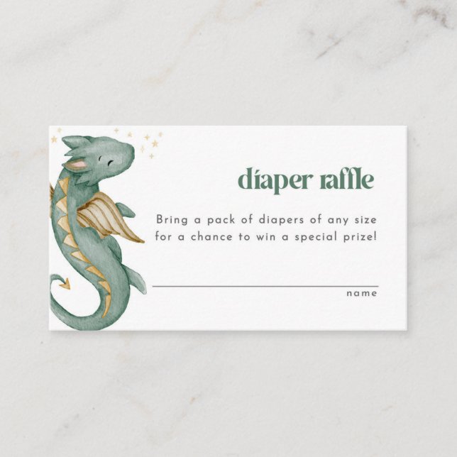 Mythique Dragon Diaper Carte Raffle pour Baby show (Devant)