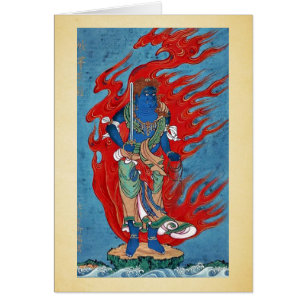 Mythological Buddhist standing on small island