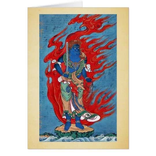 Mythological Buddhist standing on small island Card