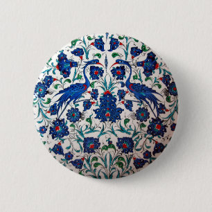 Mythological Heron Bird Design Tile Art 2 Inch Round Button