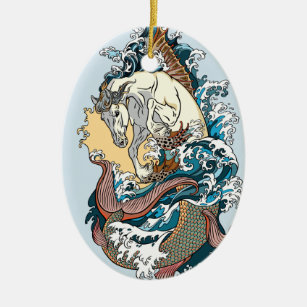 mythological seahorse ceramic ornament