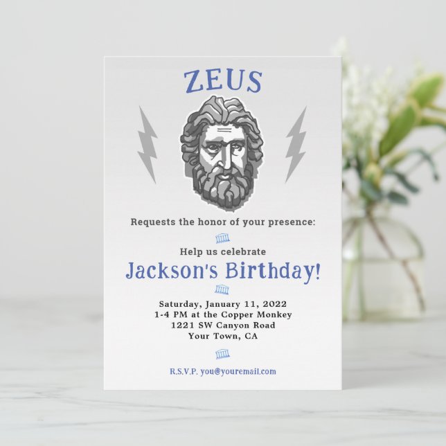 Mythologie du garçon Invitation d'anniversaire : Z (Debout devant)