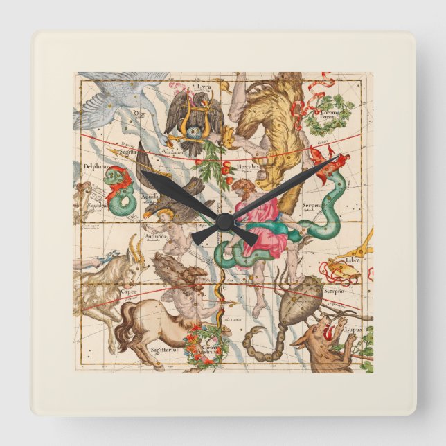 Mythology Medieval Astronomy Vintage Art Square Wall Clock (Front)