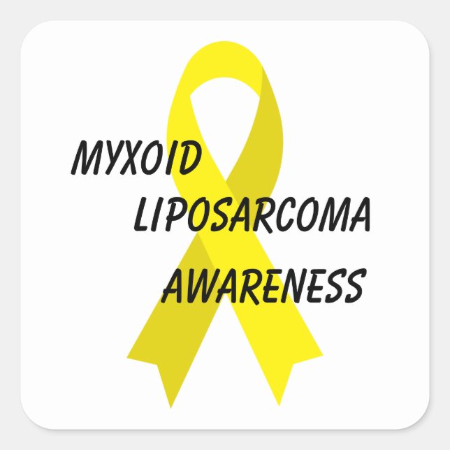 Myxoid Liposarcoma Yellow Awareness Ribbon by Janz Square Sticker (Front)