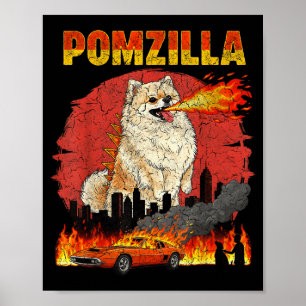 Mzilla Meranian Dog Vintage Monster M Dog Lover  Poster