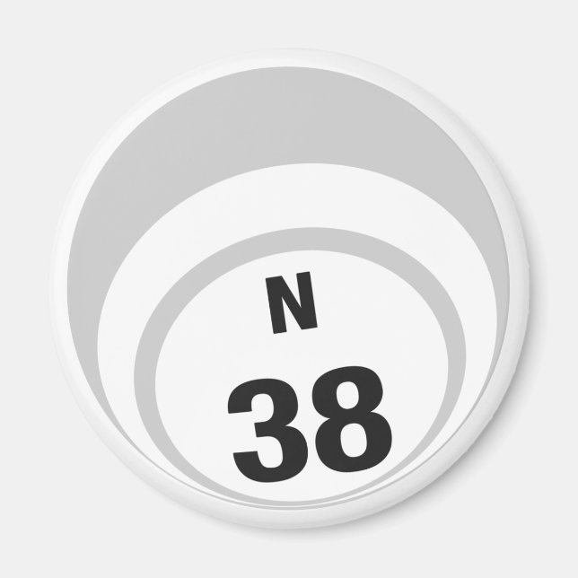 N38 bingo ball fridge magnet (Front)