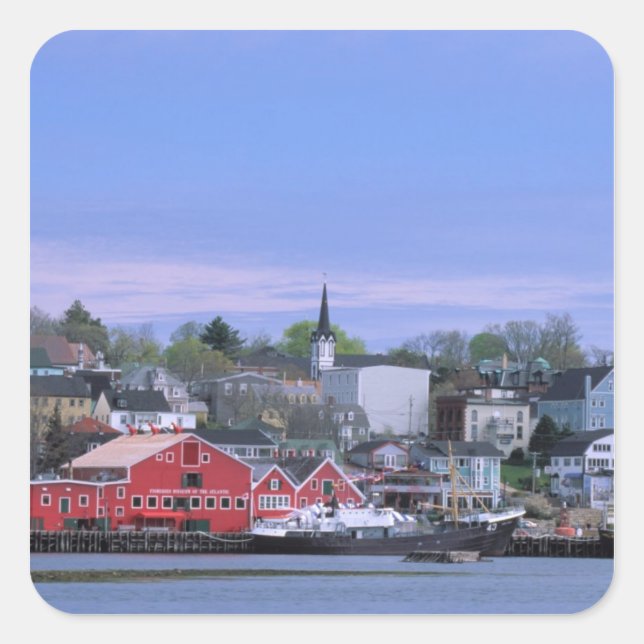N.A. Canada, Nova Scotia. A view of Lunenburg, a Square Sticker (Front)