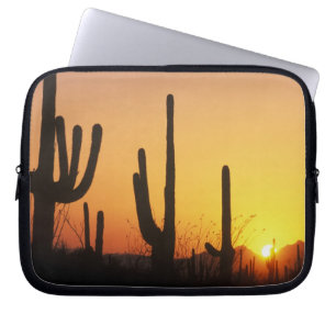N.A., USA, AZ, Saguaro NP, Saguaro Sunset Laptop Sleeve