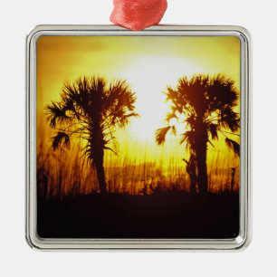 N.A., USA, South Carolina, Charleston. Sunset Metal Ornament