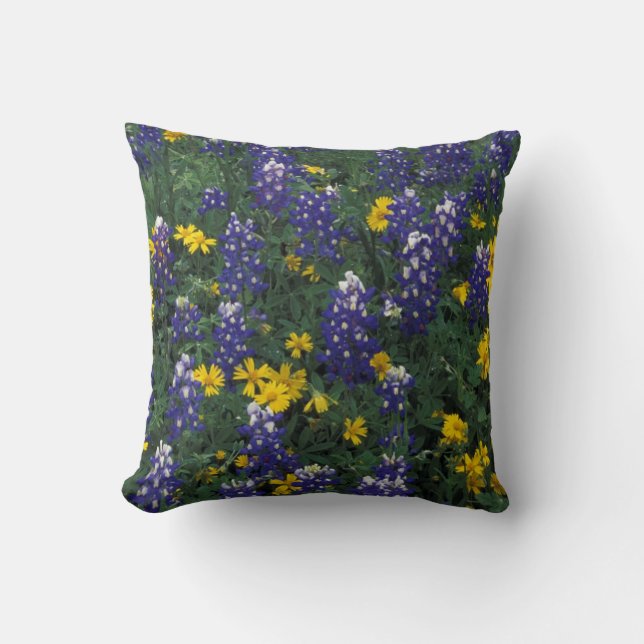 N.A, USA, Texas, Marble Falls, Blue Bonnets Throw Pillow (Front)