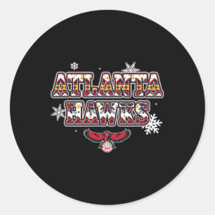 N Atlanta Hawks Christmas Ugly Sweater Classic Round Sticker