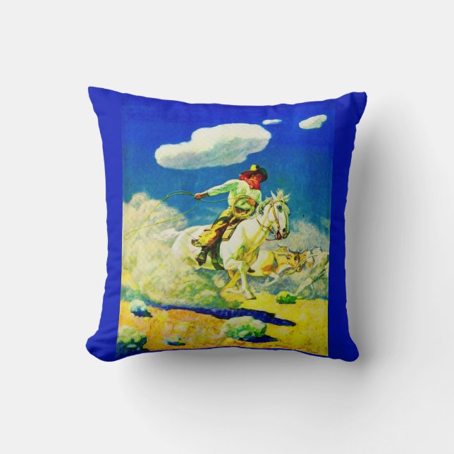 N. C. Wyeth cowboy print Throw Pillow (Front)