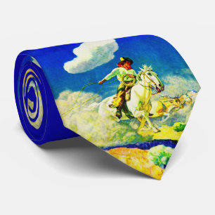 N. C. Wyeth cowboy print Tie