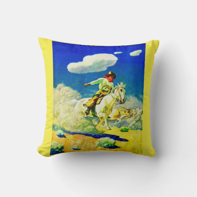 N. C. Wyeth cowboy Throw Pillow (Front)