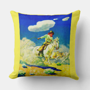 N. C. Wyeth cowboy Throw Pillow