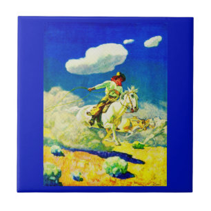 N. C. Wyeth cowboy Tile