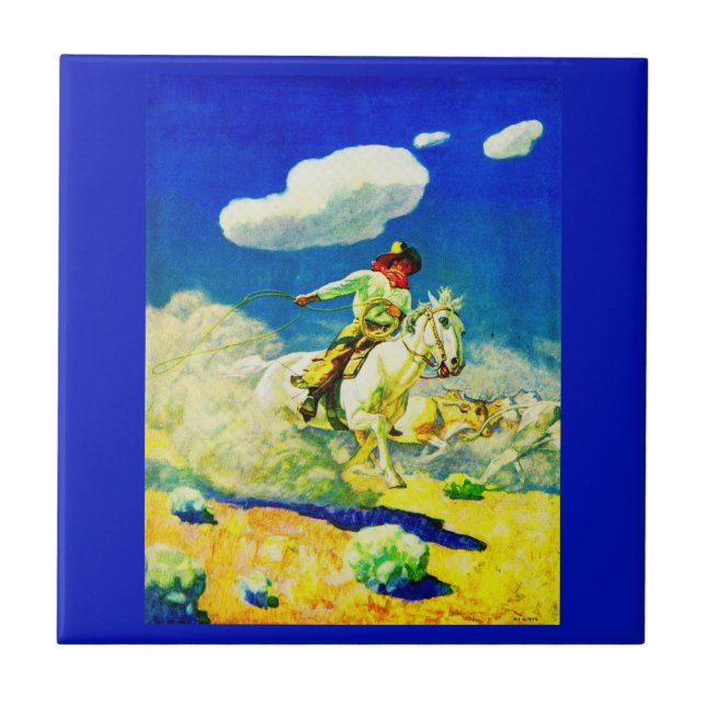 N. C. Wyeth cowboy Tile (Front)