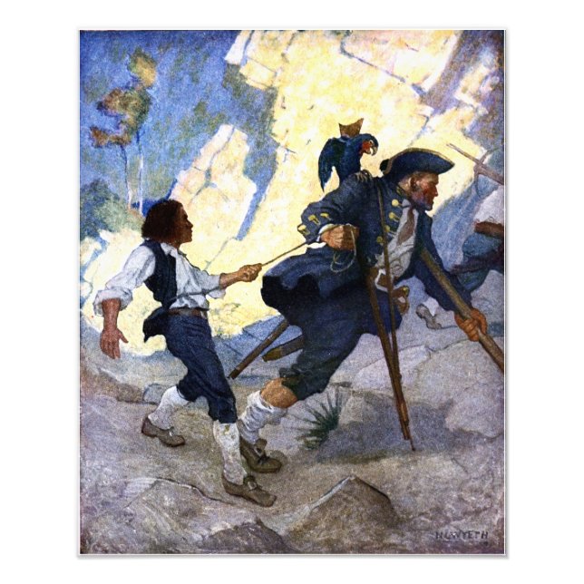 N. C. Wyeth Long John Silver and his Parrot Poster (Front)