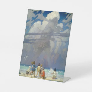 N.C. Wyeth The Giant 1923 Vintage Illustration Pedestal Sign