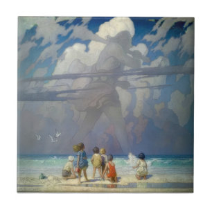 N.C. Wyeth The Giant 1923 Vintage Illustration Tile