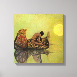 N C Wyeth Western Painting “The Silent Fisherman” Canvas Print