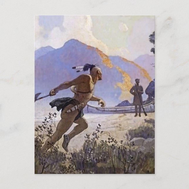 N C Wyeth Western Painting “The Tomahawk” Postcard (Front)