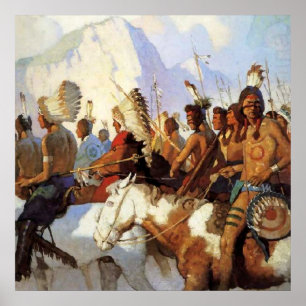 N C Wyeth Western Painting “The War Party” Poster