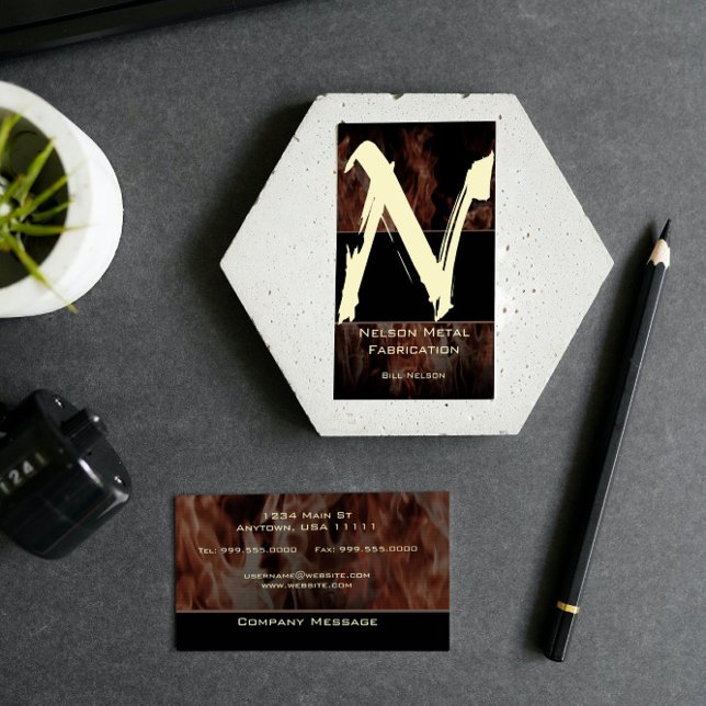 N Carte de visite de monogramme de flamme (N Flame Monogram Business Card)