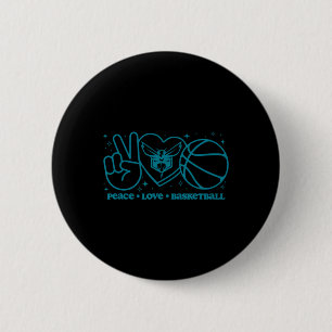 N Charlotte Hornets Peace Love Sketll  2 Inch Round Button