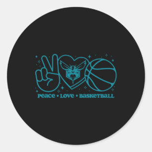N Charlotte Hornets Peace Love Sketll  Classic Round Sticker