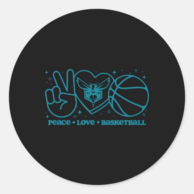 N Charlotte Hornets Peace Love Sketll  Classic Round Sticker (Front)