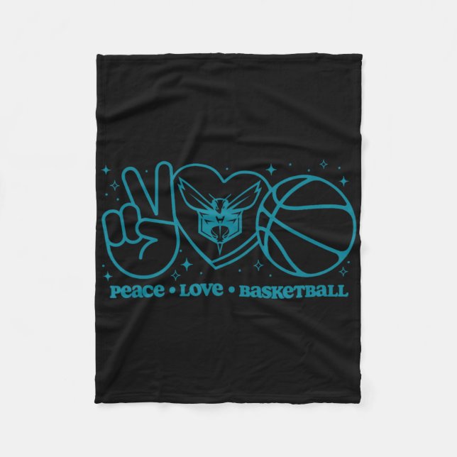 N Charlotte Hornets Peace Love Sketll  Fleece Blanket (Front)