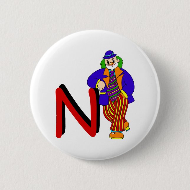 N Clown 2 Inch Round Button (Front)