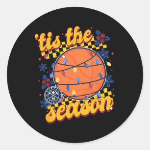N Denver Nuggets Christmas Tis The Season Classic Round Sticker
