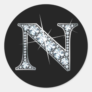 "N" Diamond Bling Sticker