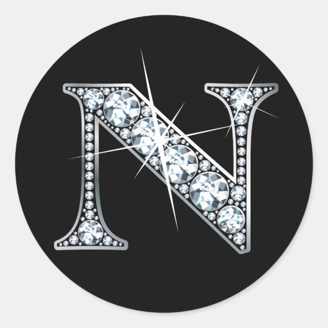 "N" Diamond Bling Sticker (Front)