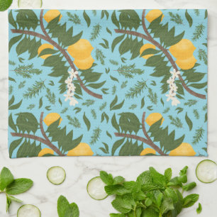 n-Drenched Lemons Sky Blue   Kitchen Towel