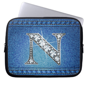 N Faux "Diamond" Denim Stitching Electronics Bag