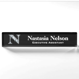 N Faux Diamond Desk Nameplate