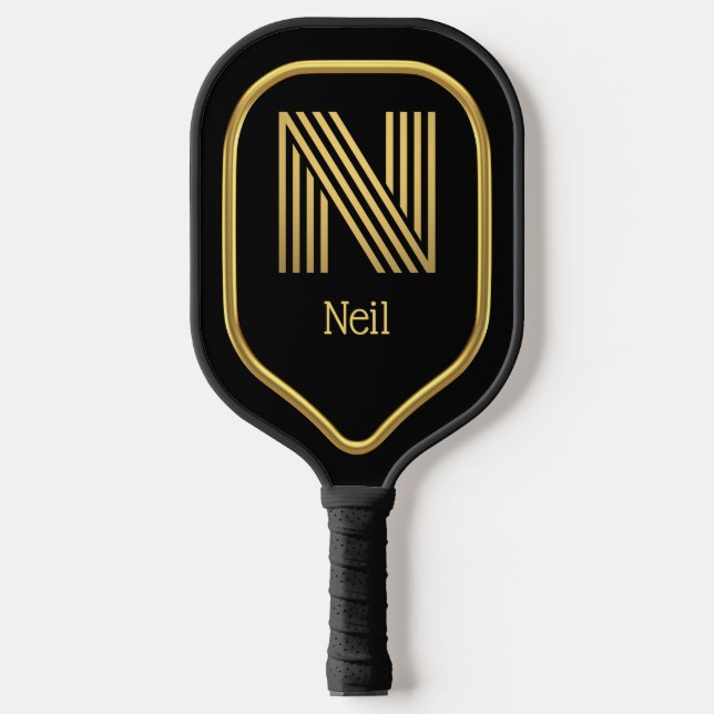 N Gold Initial Pickleball Paddle (Front)