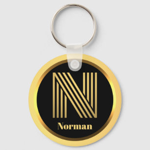 N Gold Monogrammed Letter Personalised Keychain