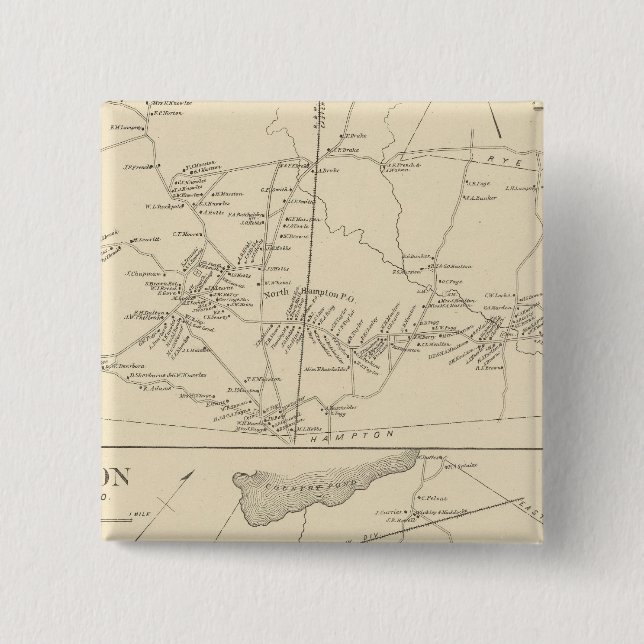 N Hampton, Newton 2 Inch Square Button (Front)