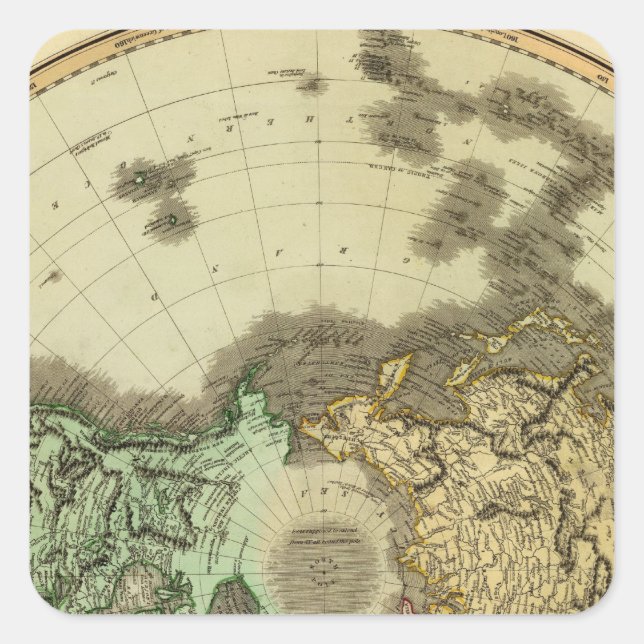 N Hemisphere Square Sticker (Front)