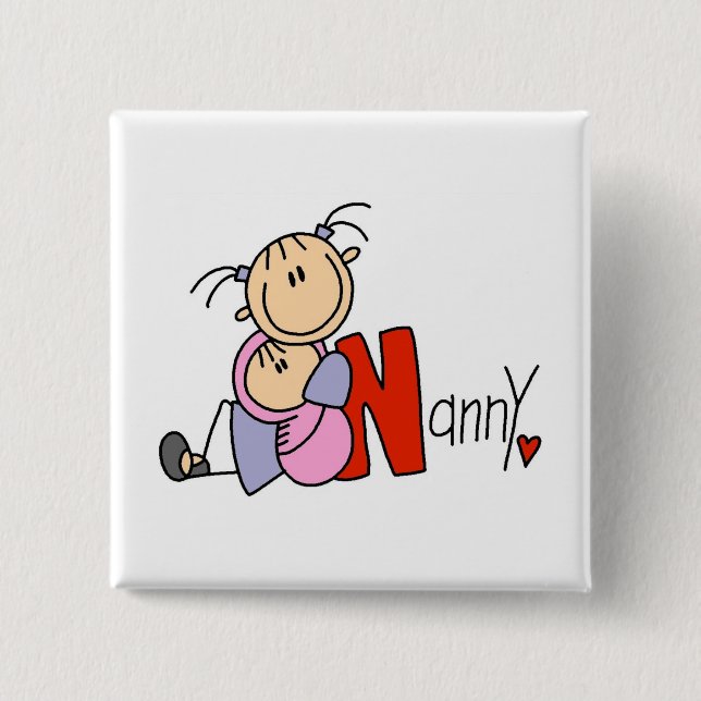 N is for Nanny 2 Inch Square Button (Front)