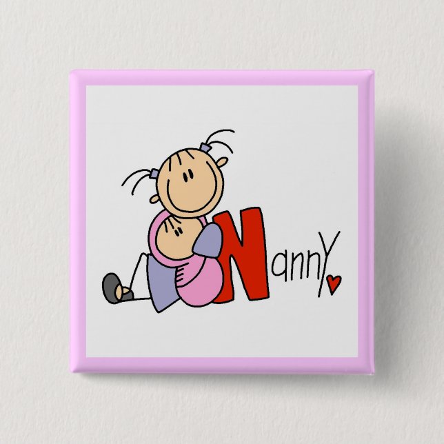 N is for Nanny 2 Inch Square Button (Front)