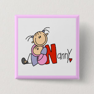 N is for Nanny 2 Inch Square Button